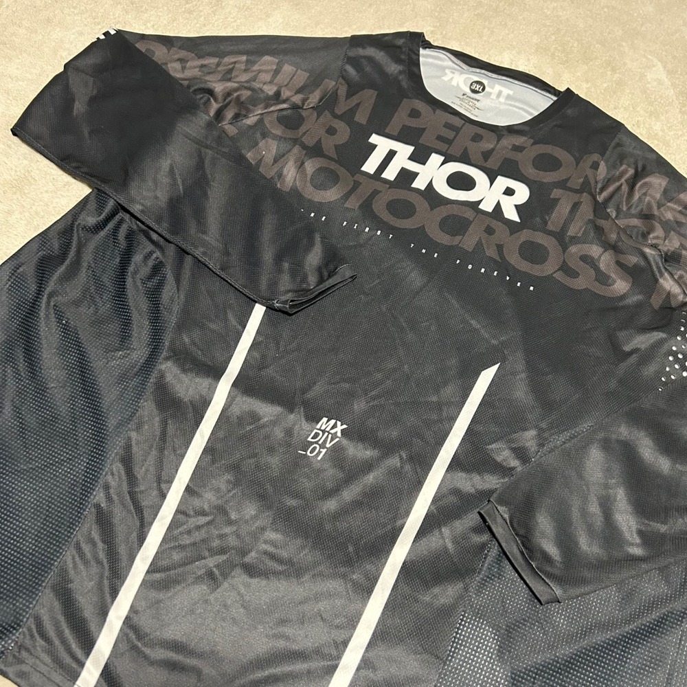 Thor Motocross Jersey Mens 3XL Black MX DIV 01 Long Sleeve Racing Top